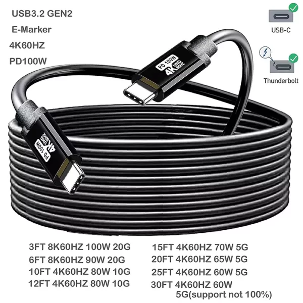 Long-distance fast-charging USB-C cable