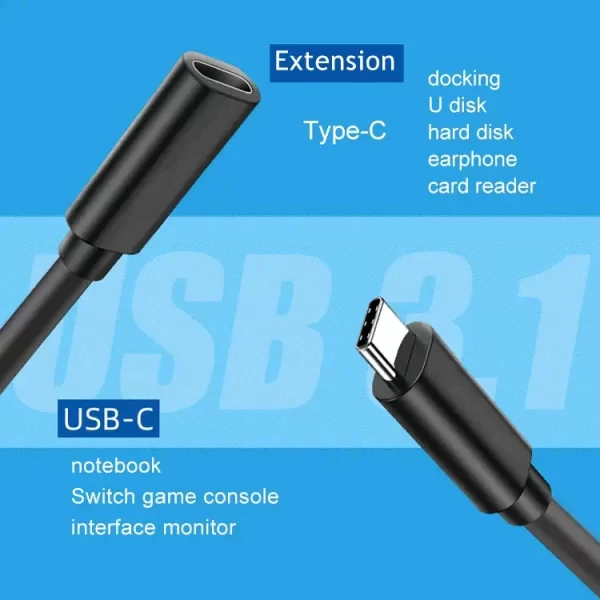USB-C 3.1 male to female extension cable
