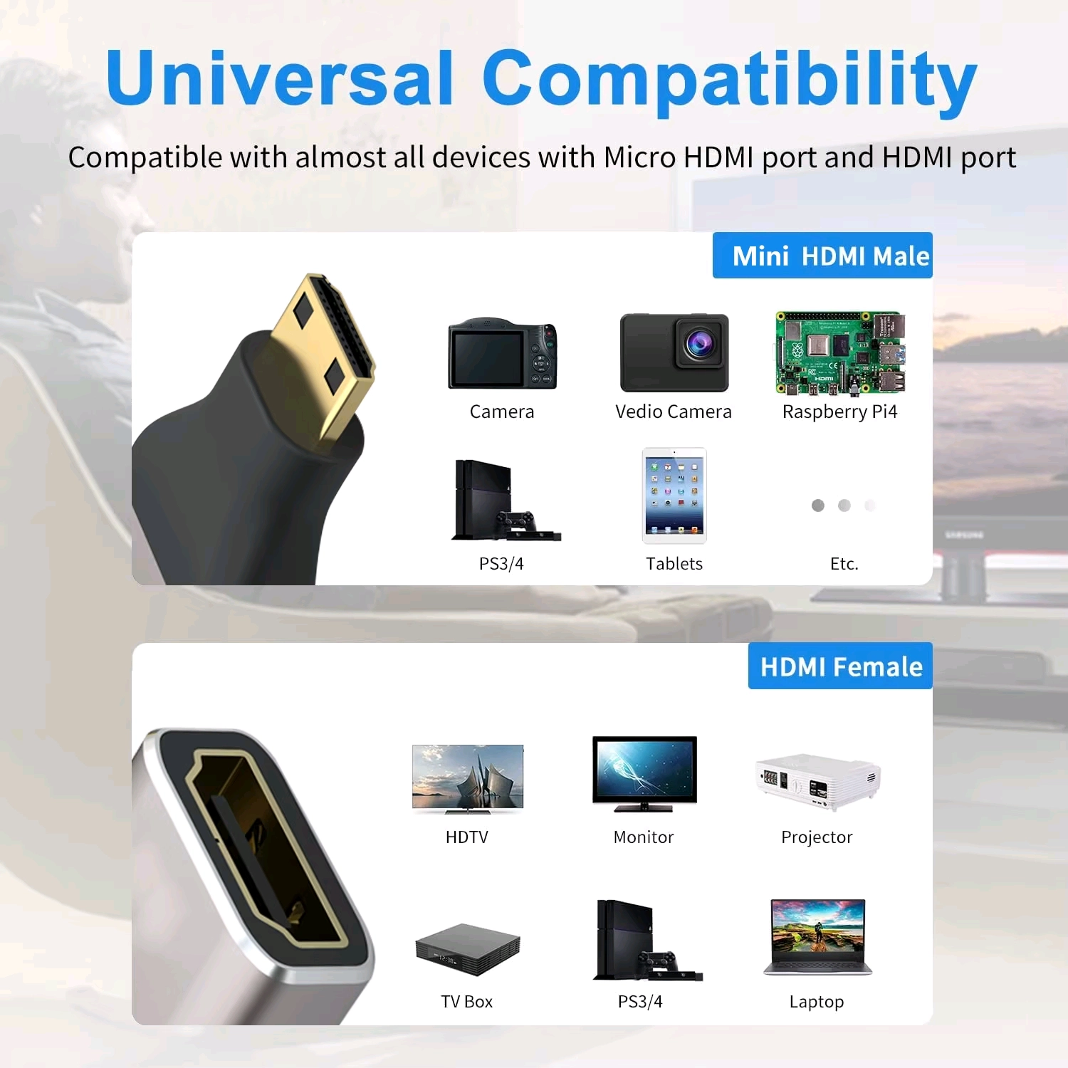 Mini HDMI to HDMI cable 8k