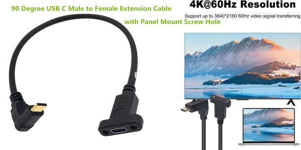 90 Degree USB C Male to Female Extension Cable manufacturer
