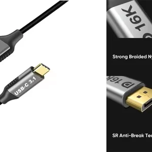 Custom USB-C to 16K Displayport cable