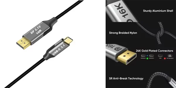 Custom USB-C to 16K Displayport cable