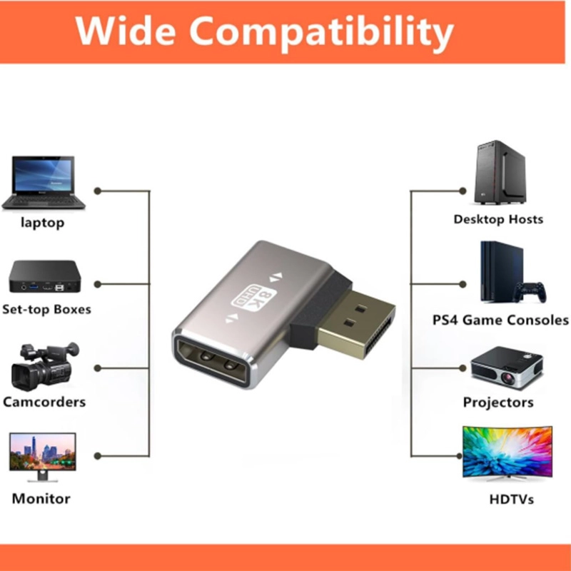 8K DP Male to DP Female Adapter