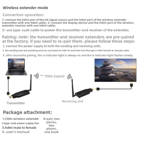 4k Wireless HDMI Male Display Adapter Audio Video Transmitter and Receiver 4k 30Hz Extender for Laptop PC DVD to TV Monitor 5 04