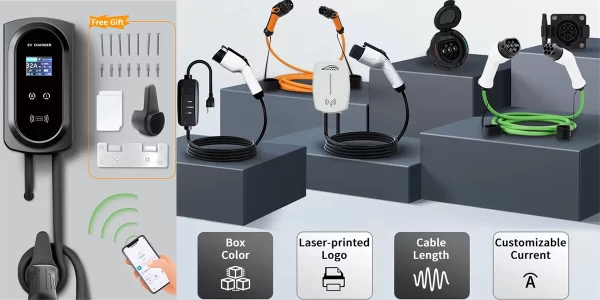 EV Charger 7kW Level 2 TYPE 2 230V Wi-Fi Bluetooth IP65 Single Phase 32A Home Smart Wallbox Electric Vehicle Charging Station 1 OEM Bluetooth EV charger