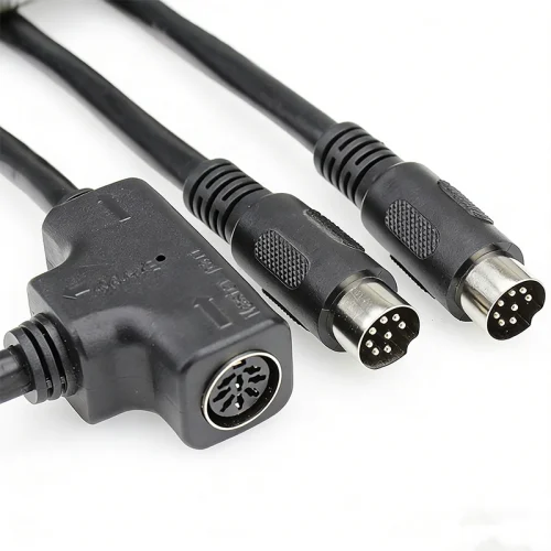 8P DIN T-type Tee Connector Extension Cable, Large DIN Voice System Cable, 8-Core Hand-in-Hand Cable for High-Definition Transmission