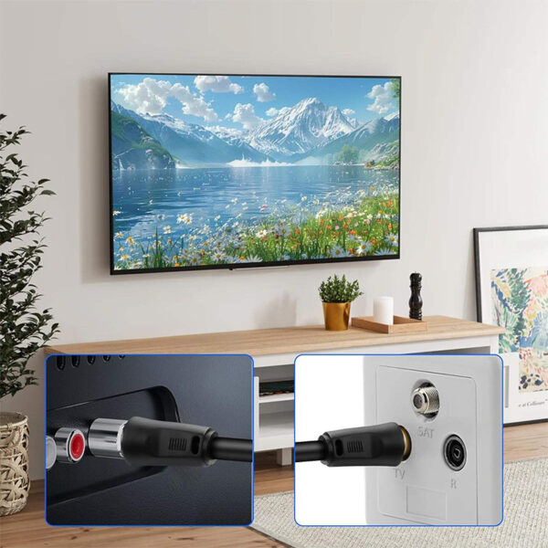 Coaxial TV Cable 9.5mm Male/Female Gold Plated PVC Jacket 5m Model 1500032 White HDTV Audio Computer/Home Use 3 08